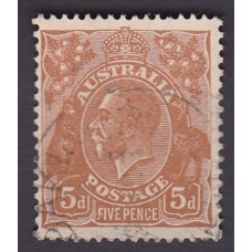Australian  King George V  5d Brown   Wmk  C of A  Plate Variety 3L19..